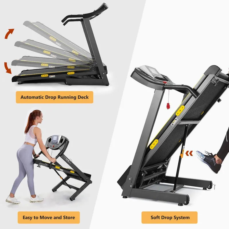 MARNUR Folding Treadmill With 2.5 HP Motor, 12% Auto Incline, 220 Lb Capacity, 0.5-8.5 MPH