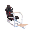 GTR Simulator GTA Racing Simulator Cockpit White Frame With Black/Red Pista Adjustable Leatherette Racing Seat - GTA-WHT-S107LBKRD