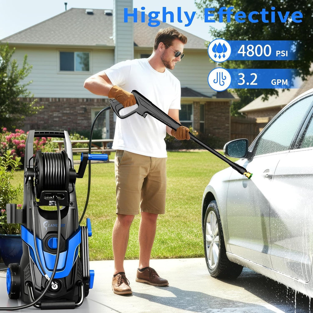 Pressure Washer 4800PSI With 4 Quick Connect Nozzles, Inlet Hose, Filter And 500ML Soap Tank