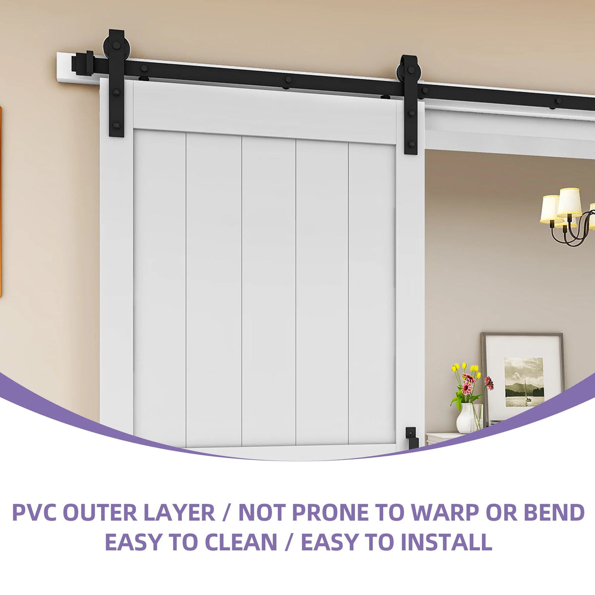 Uforic Sliding Barn Door With Hardware Kit, 48 x 84 in, Gray