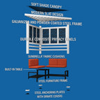 Backyard Discovery Galvanized Steel Corner Pergola With Seating, White, 12x8' - Ridgedale