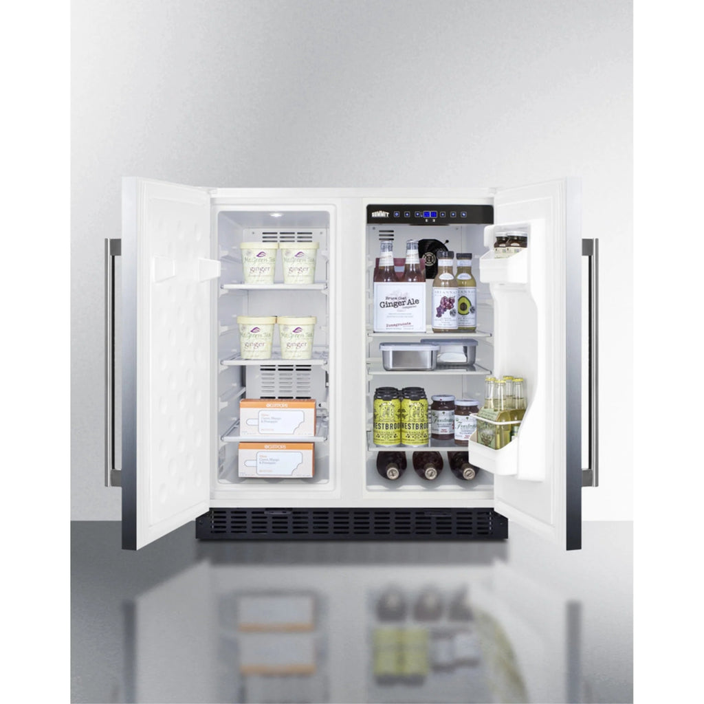 30" Wide Undercounter Frost-Free Side-by-Side Refrigerator-Freezer, Stainless Steel With Locks And Digital Controls