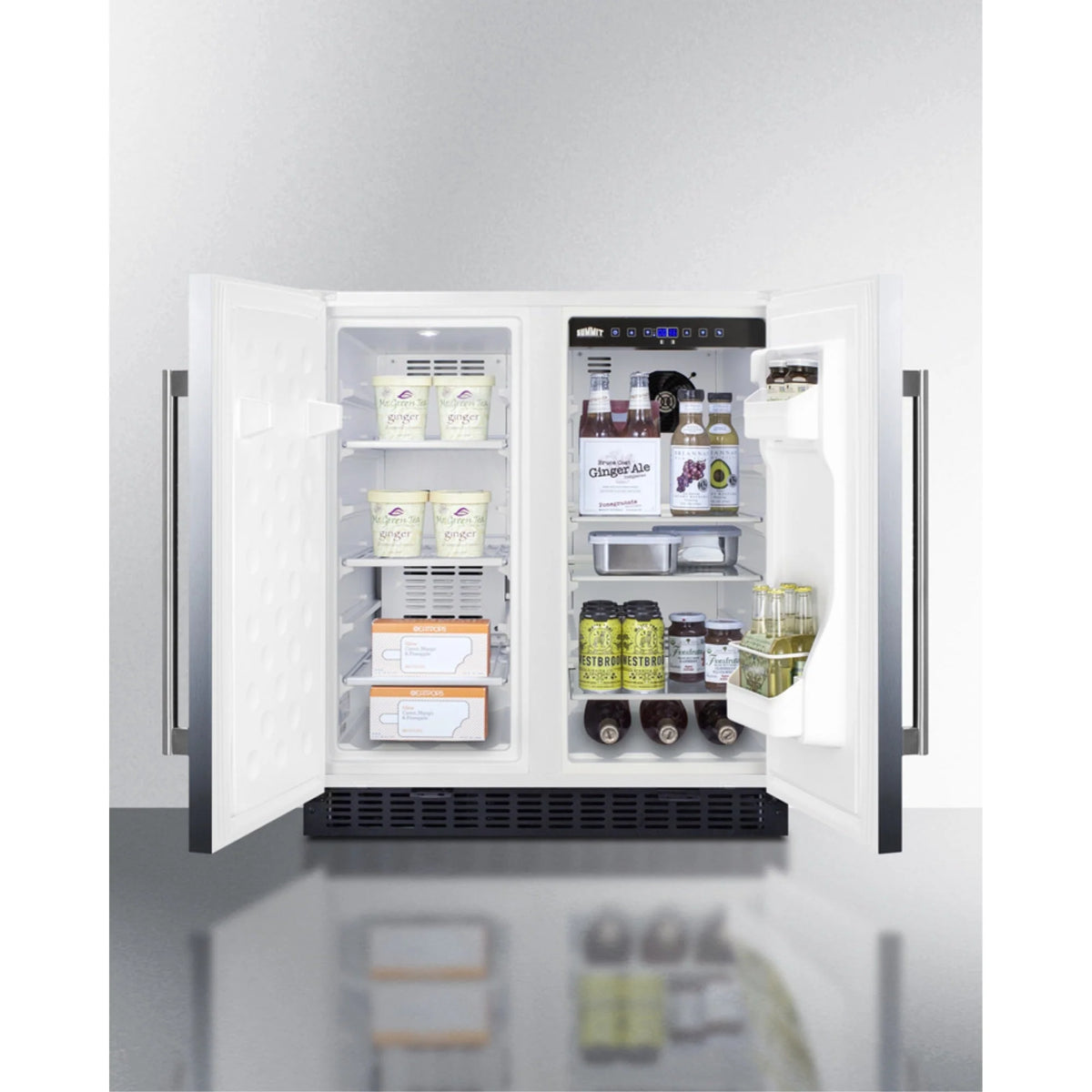 30" Wide Undercounter Frost-Free Side-by-Side Refrigerator-Freezer, Stainless Steel With Locks And Digital Controls