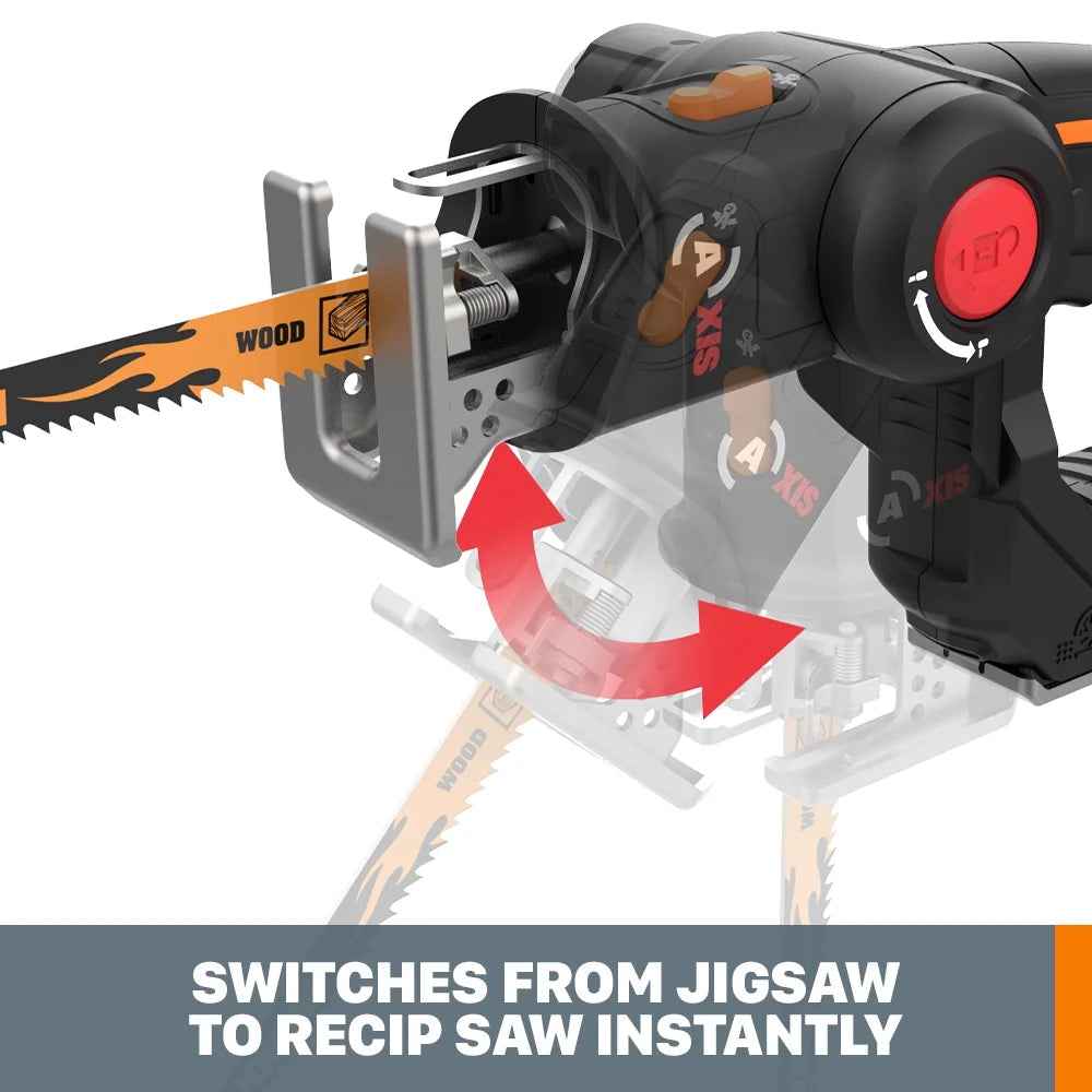 Worx 20V Power Share Axis Cordless Reciprocating & Jig Saw - WX550L.9