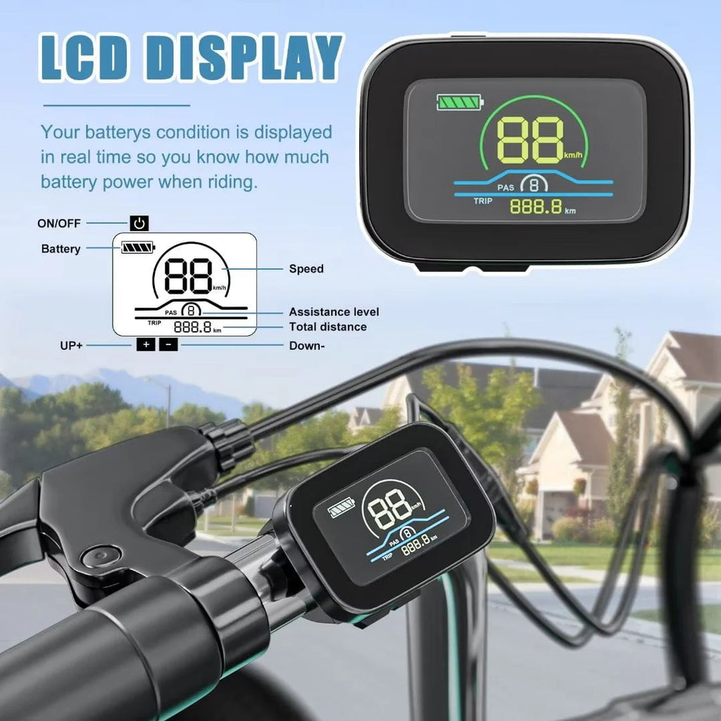 Docred 24in Electric Tricycle, 7 Speed 3 Wheel E-Bike With Large Basket, 350W 36V 10.4Ah - 15.5 MPH