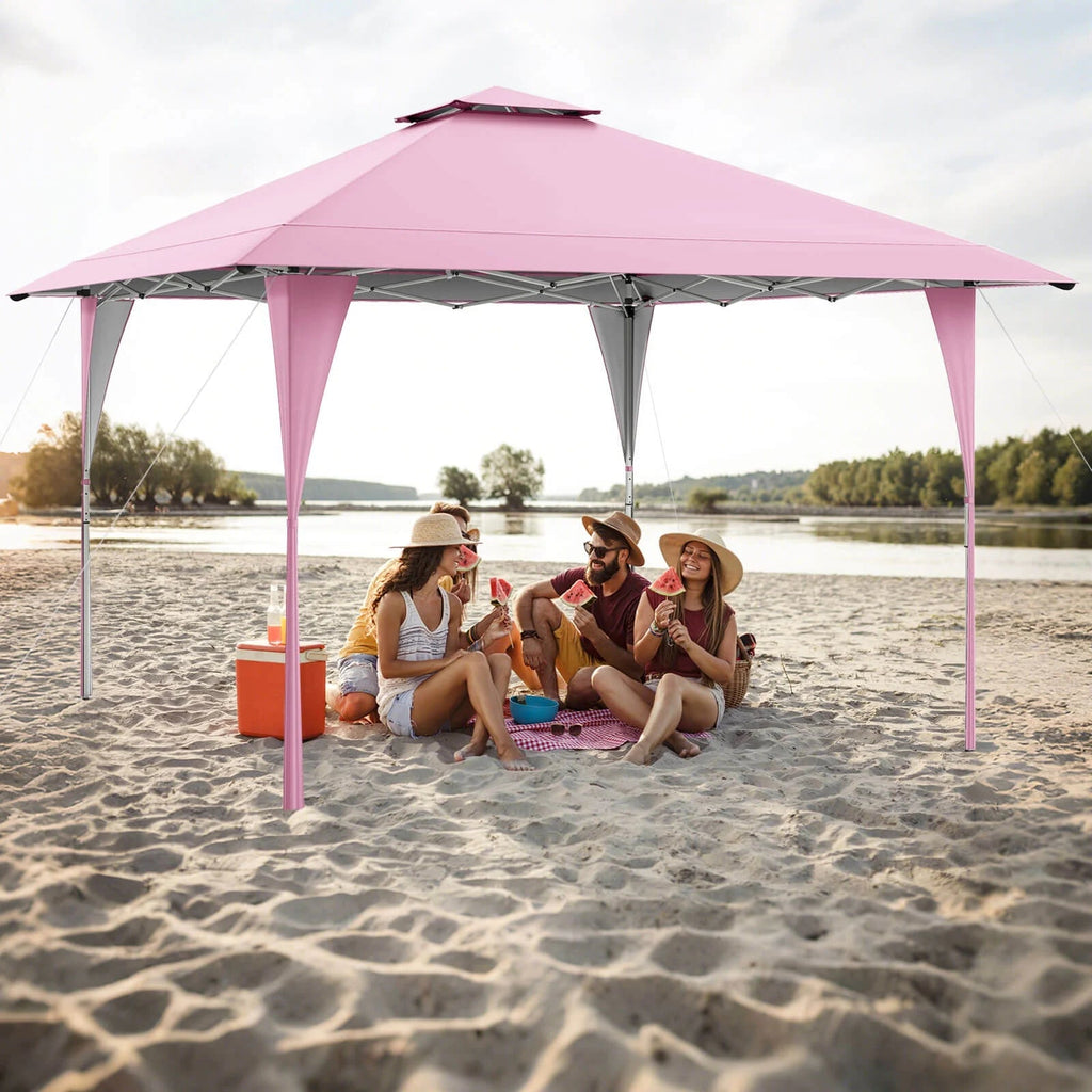 Costway Pop-Up Gazebo Outdoor Canopy Tent, 13 x 13 ft, Gray