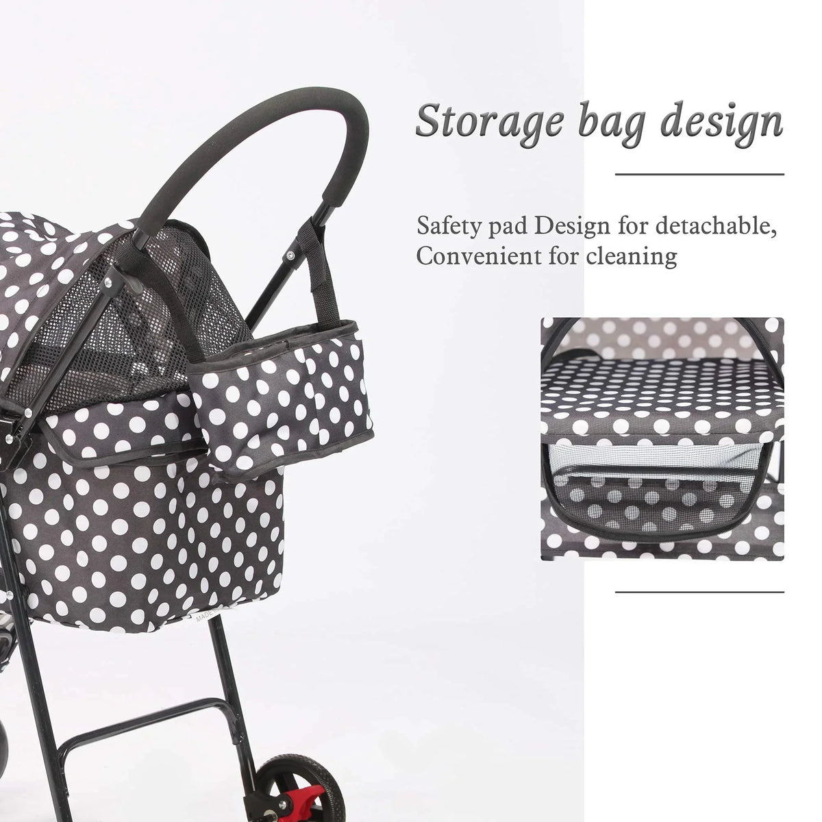 Foldable Pet Travel Stroller For Cats & Dogs, Waterproof, 4 Wheels, Black