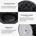 HOMEZY Tufted Swivel Vanity Chair, Black - Height Adjustable, 360-Degree