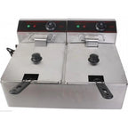 Electric Countertop Dual Tank Deep Fryer, 5000 Watt, Stainless - CB15401