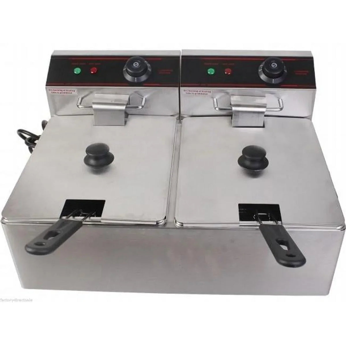Electric Countertop Dual Tank Deep Fryer, 5000 Watt, Stainless - CB15401