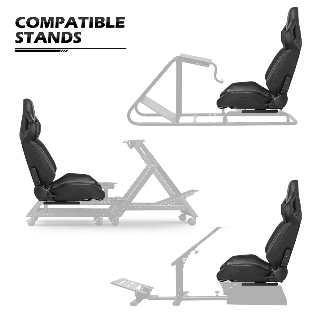MoNiBloom Racing Simulator Game Seat, Black, 21.0 x 20.5 x 38.0 in, 330lbs, 80-180 Degree Backrest