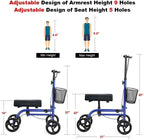 RINKMO Lightweight Steerable Knee Scooter With 8-Inch PVC Wheels