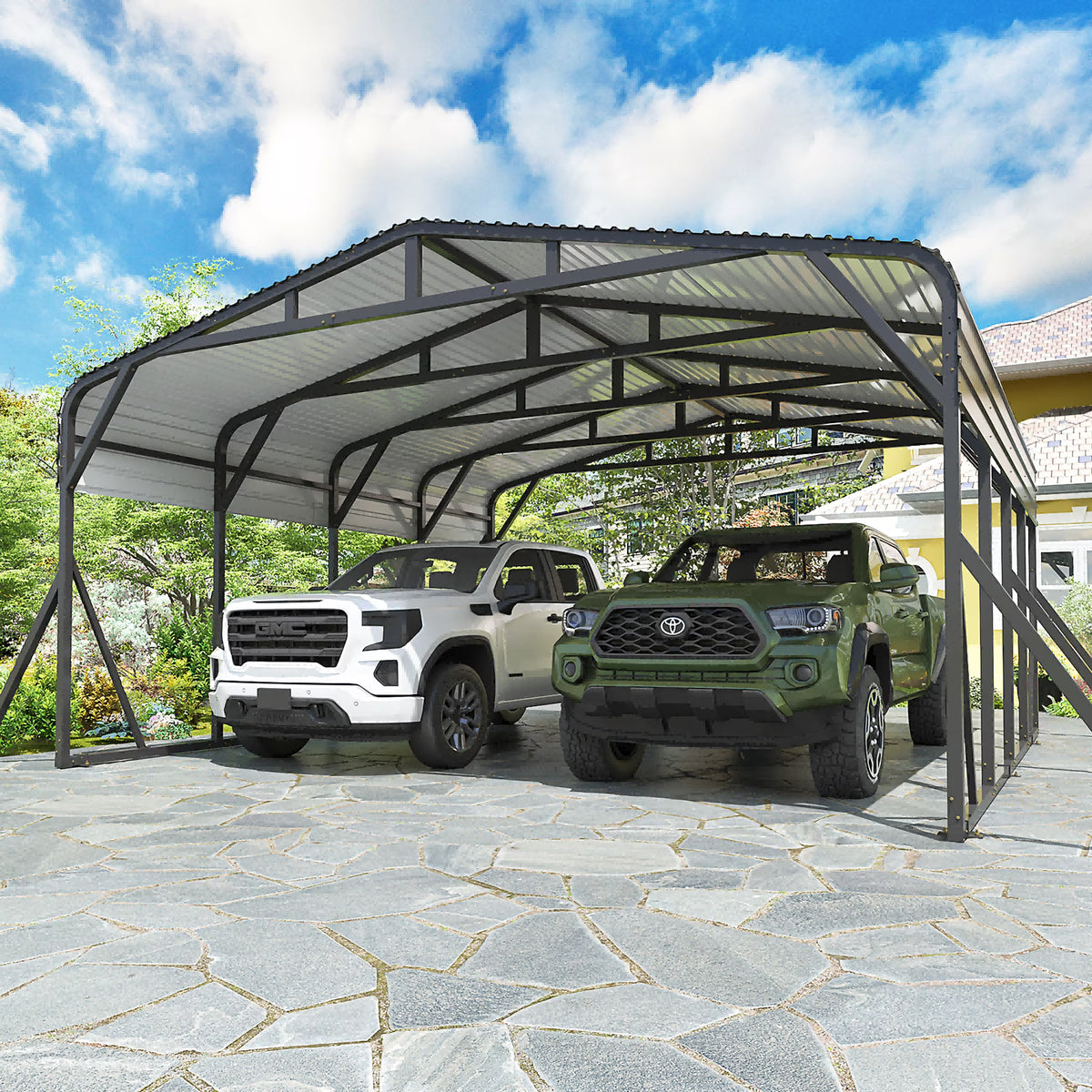 MUCHANT Heavy-Duty Carport, 12' x 20', Galvanized Steel Roof