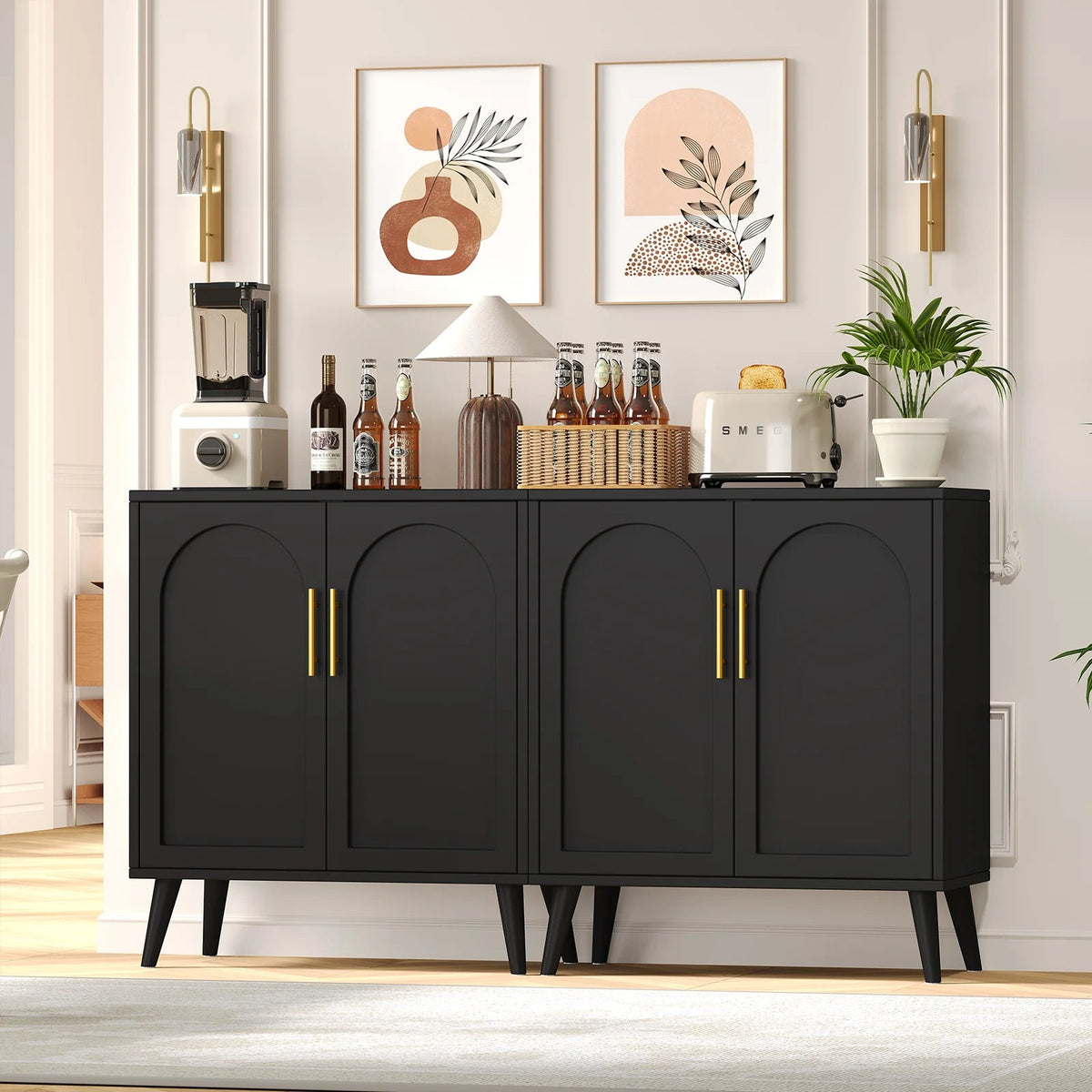 Rovaurx Set Of 2 Rattan Storage Cabinets With Doors