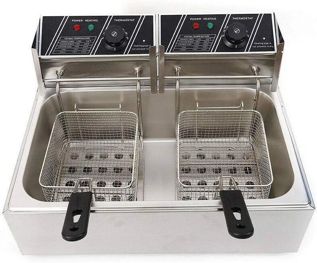 Miumaeov Stainless Steel Countertop Deep Fryer With Frying Baskets And Lid, 12.7QT/12L Capacity