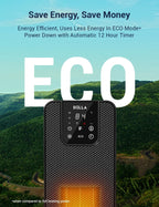 DELLA 26 in 1500W PTC Ceramic Tower Space Heater With 3D Flame, Black