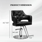 OmySalon Barber Styling Chair With Hydraulic Pump, 360 Swivel And Footrest - Black