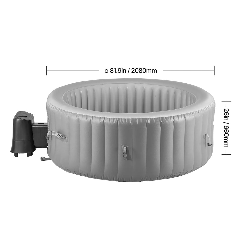 KFFKFF Inflatable Hot Tub, 4-6 Person, 81.9 x 26 in, 130 Jets, PVC, Grey - KSW0018
