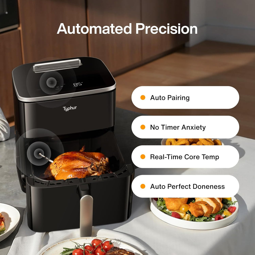 Typhur Sync AI Smart Air Fryer, 8QT Ceramic, Wireless Meat Thermometer, 450F, 120V