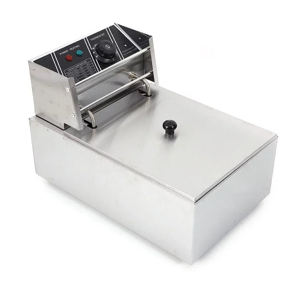 FETCOI Electric Countertop Deep Fryer, 1700W 6L Stainless Steel - Single Tank