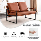 GVJMTKP Two-Seater Sofa Chair With 2 Pillows, PU Leather, Brown - SF-D008-BR