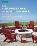 SERWALL Adirondack Chairs With Cup Holders, Set Of 6, HDPE, Dark Red