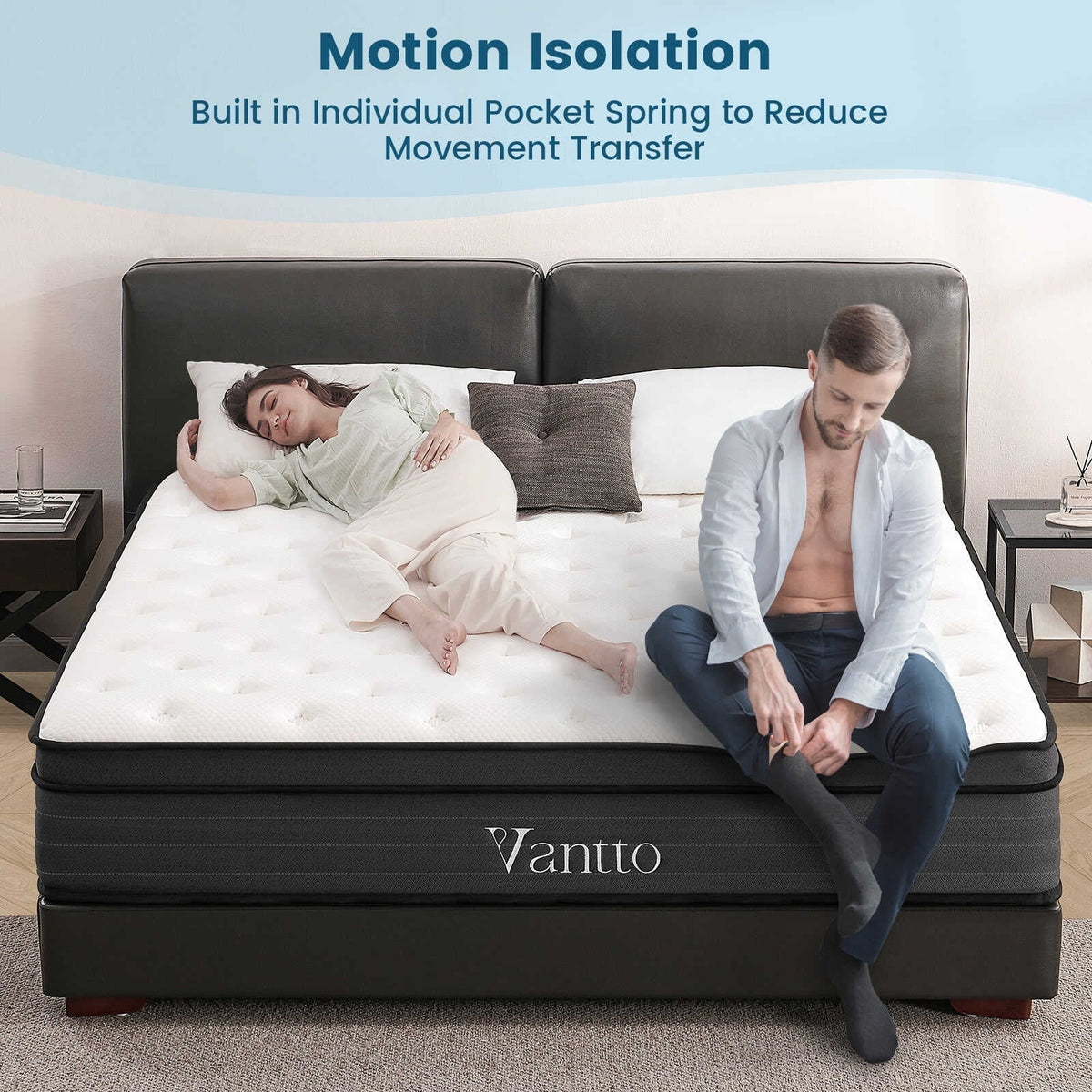 Vantto Queen 12 Inch Hybrid Memory Foam Mattress In A Box - CertiPUR-US