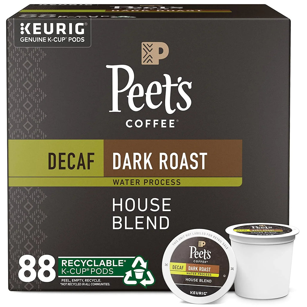 Peet's Coffee Decaf House Blend Dark Roast K-Cup Pods 88 Count