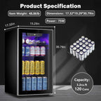 Auseo 126-Can Beverage Cooler, 3.2 Cu Ft, Glass Door, Black