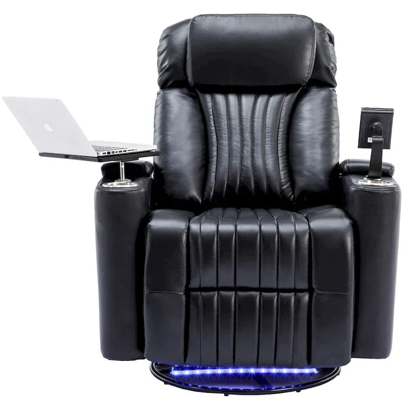 Power Home Theater Recliner Chair, 34.6 D x 38.2 W x 41.4 H, 110-160 Recline, 270 Swivel