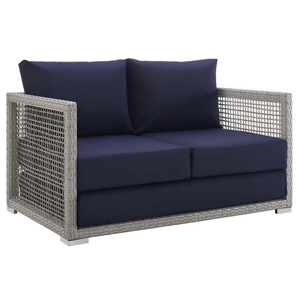 Afuera Living Wicker Patio Loveseat, Gray - 52in W x 32in D