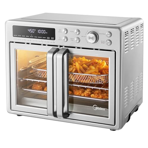 Midea Flexify French Door Air Fryer Toaster Oven Combo, 26.4 QT, 10-in-1, Stainless Steel