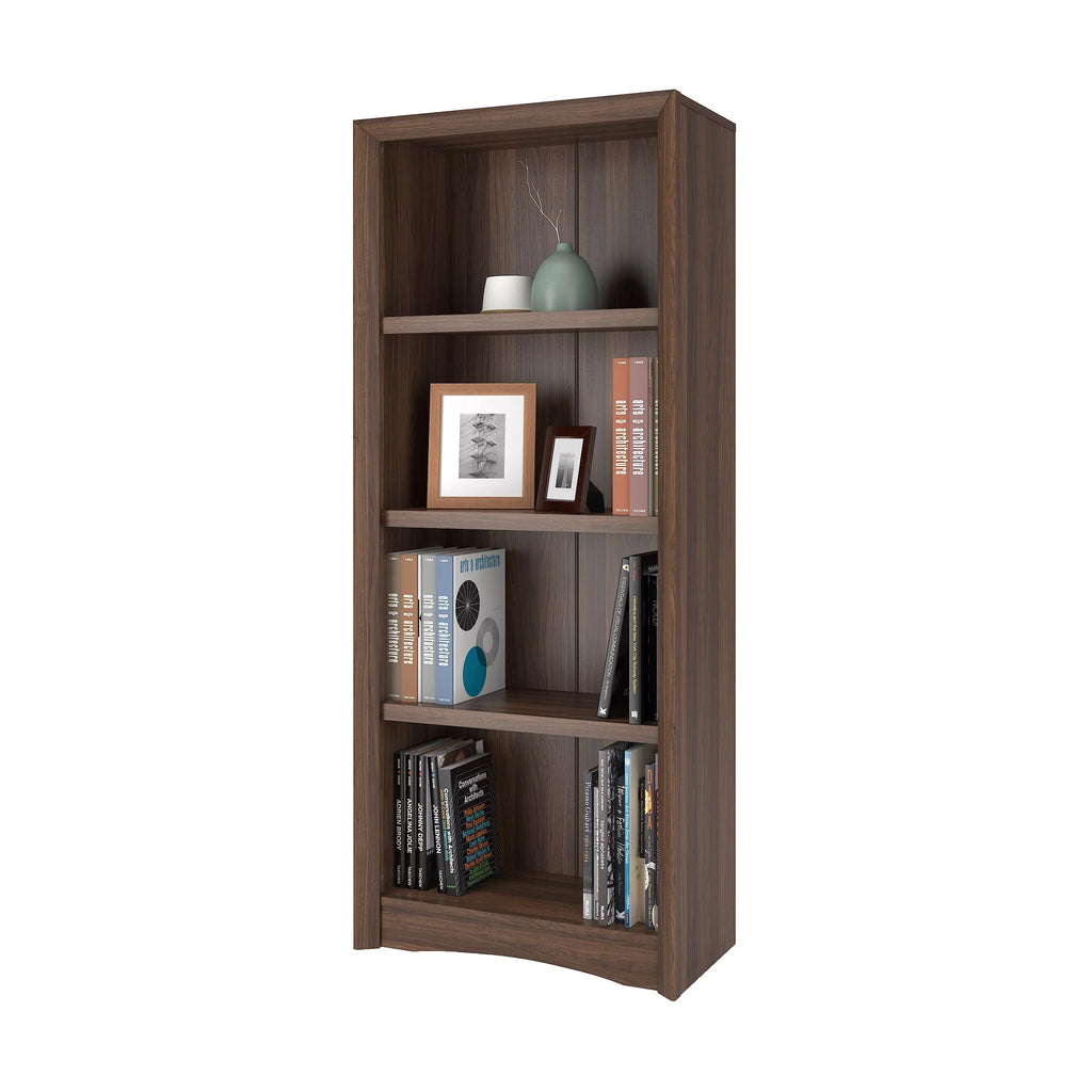 CorLiving Quadra Brown Engineered Wood Tall Adjustable 4-Shelf Vertical Bookcase