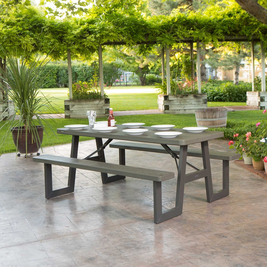 Lifetime 6-Foot W-Frame Folding Picnic Table, Brown - 60233