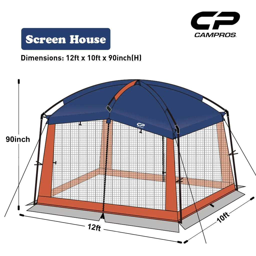CAMPROS Screen House Canopy Tent, Blue, 12' x 10', 90in Center Height
