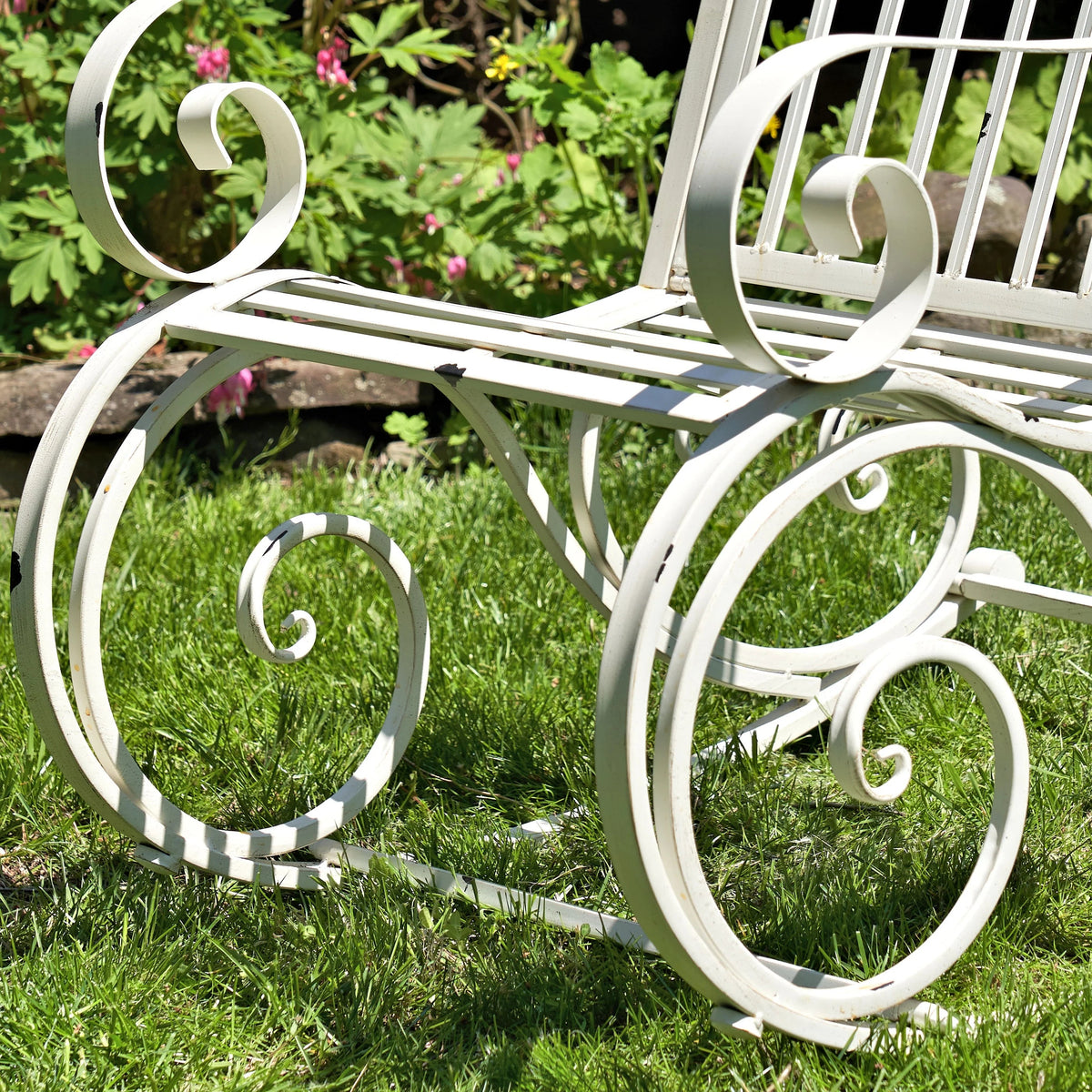 Metal Outdoor Rocking Bench, Bronze, 45 in L x 36 in W x 36 in H