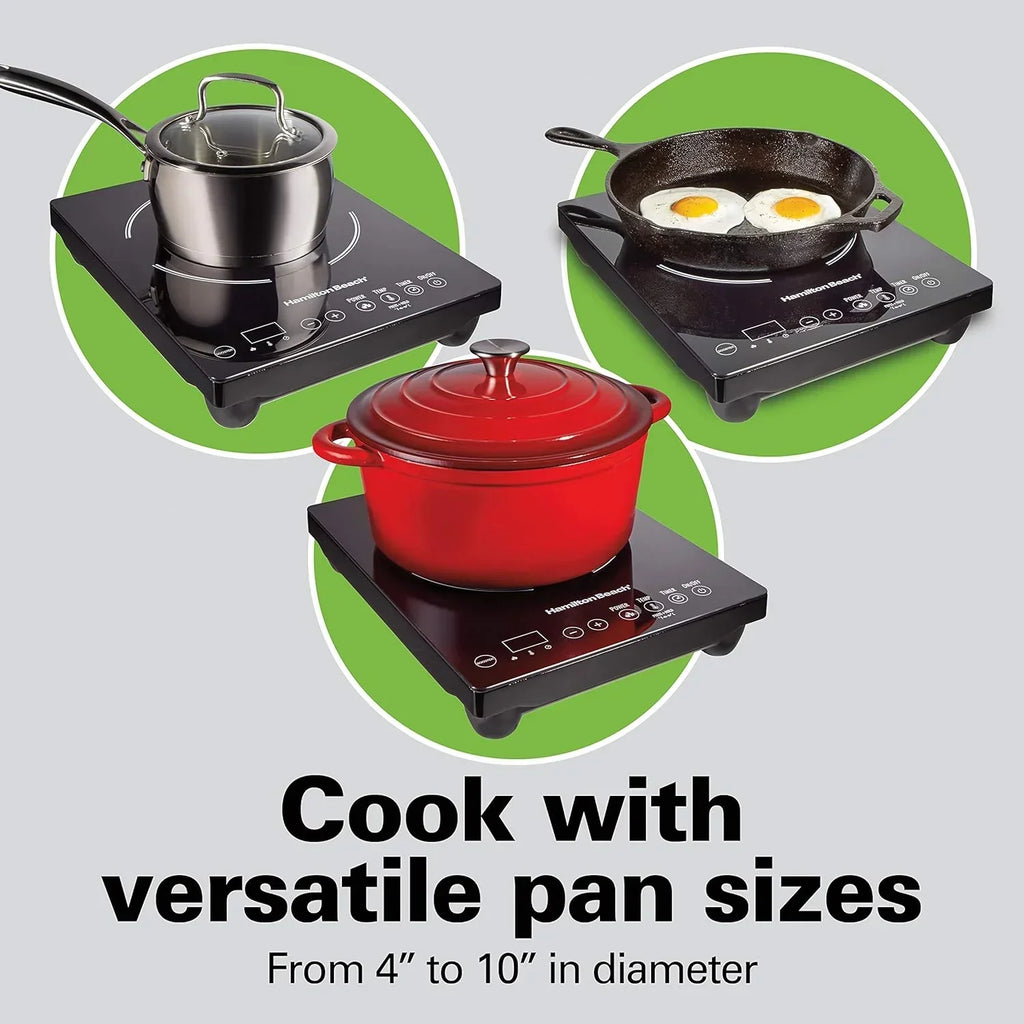Portable Single Induction Cooktop Countertop Burner, 1800 Watts, 10 Temperature Settings, Black - 34104