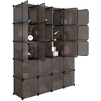 20-Cube Plastic Closet Organizer With Hanging Rod, Brown - 58 x 14.5 x 70 in