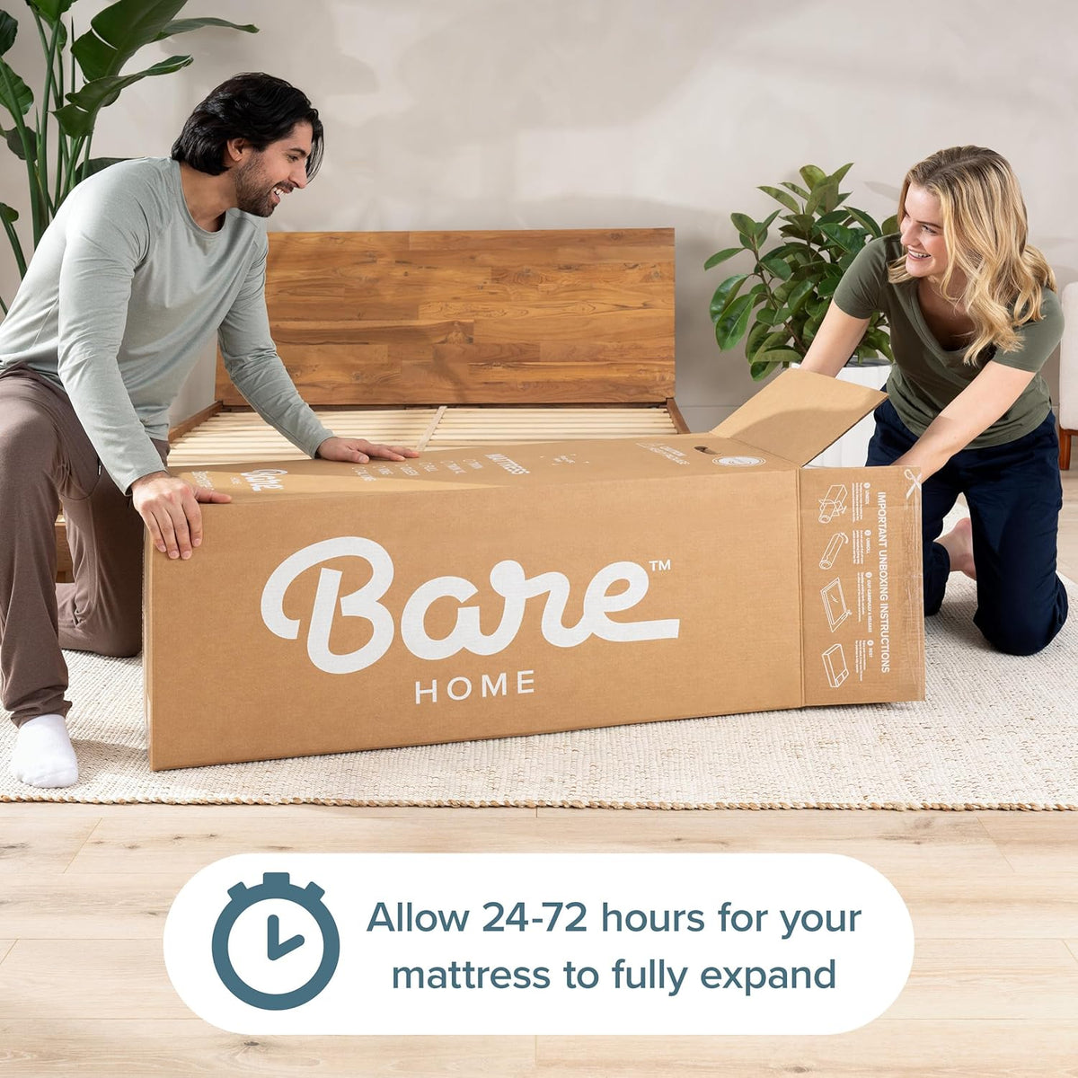 Bare Home Queen Medium Firm 11 in Visco-Elastic Memory Foam Mattress - Grey