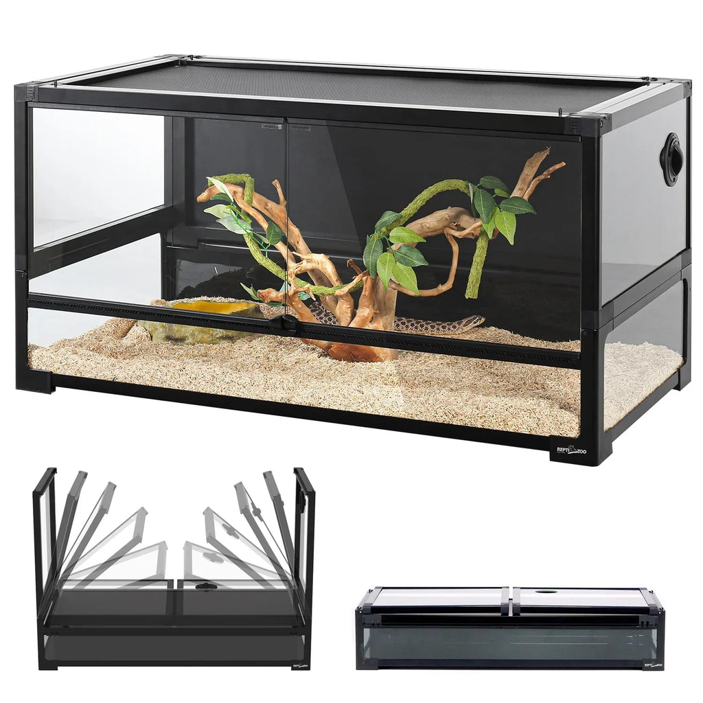 REPTI ZOO 40 Gallon Tempered Glass Reptile Terrarium Tank 36x18x18 in