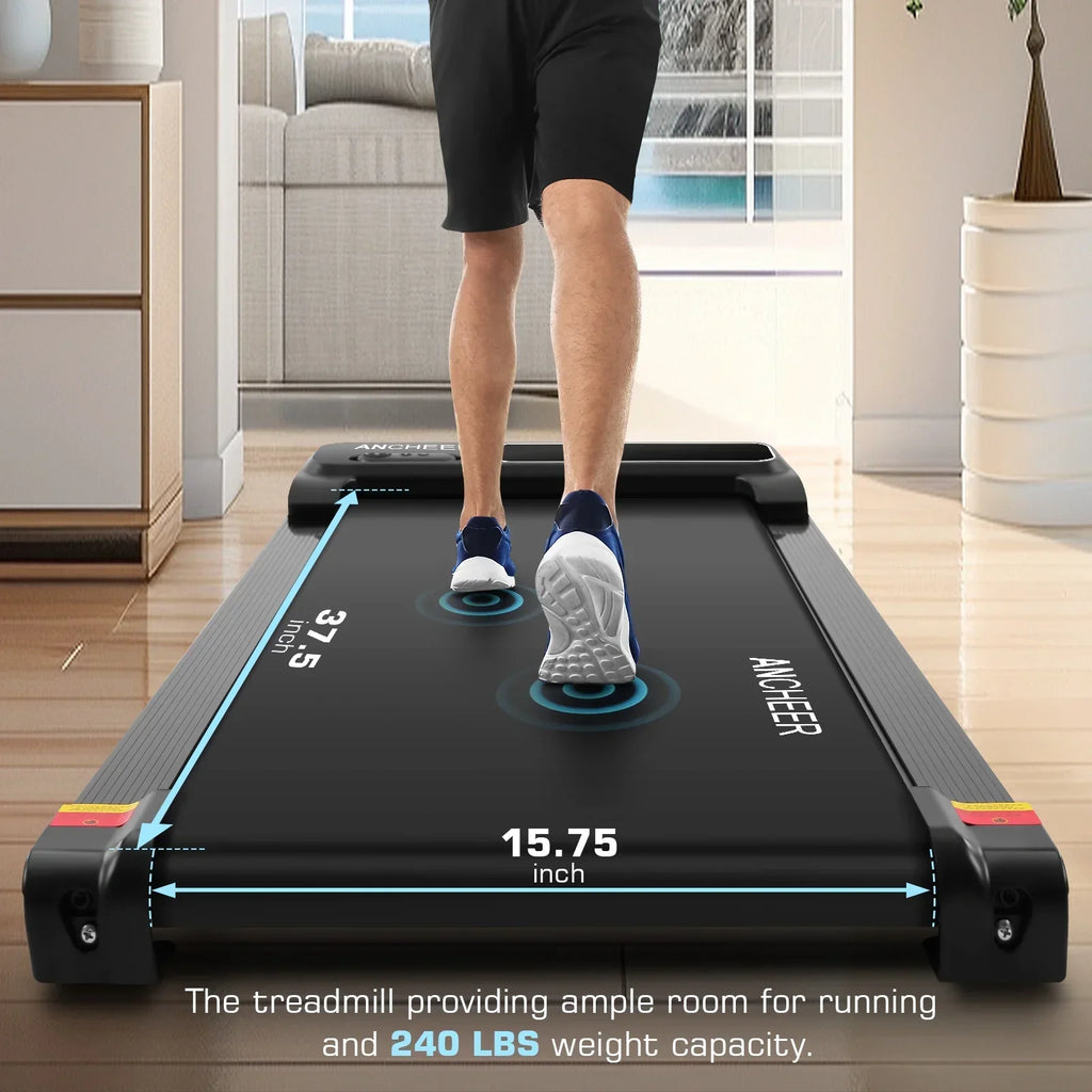 ANCHEER Under Desk Walking Pad Treadmill, 0.6-3.8 MPH, 240 lbs Capacity, 2.5 HP