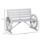 Outsunny Wooden Wagon Wheel Bench, 2-Person, Fir Wood, Carbonized, 41.5in L x 23.25in W x 29.5in H - 84B-183