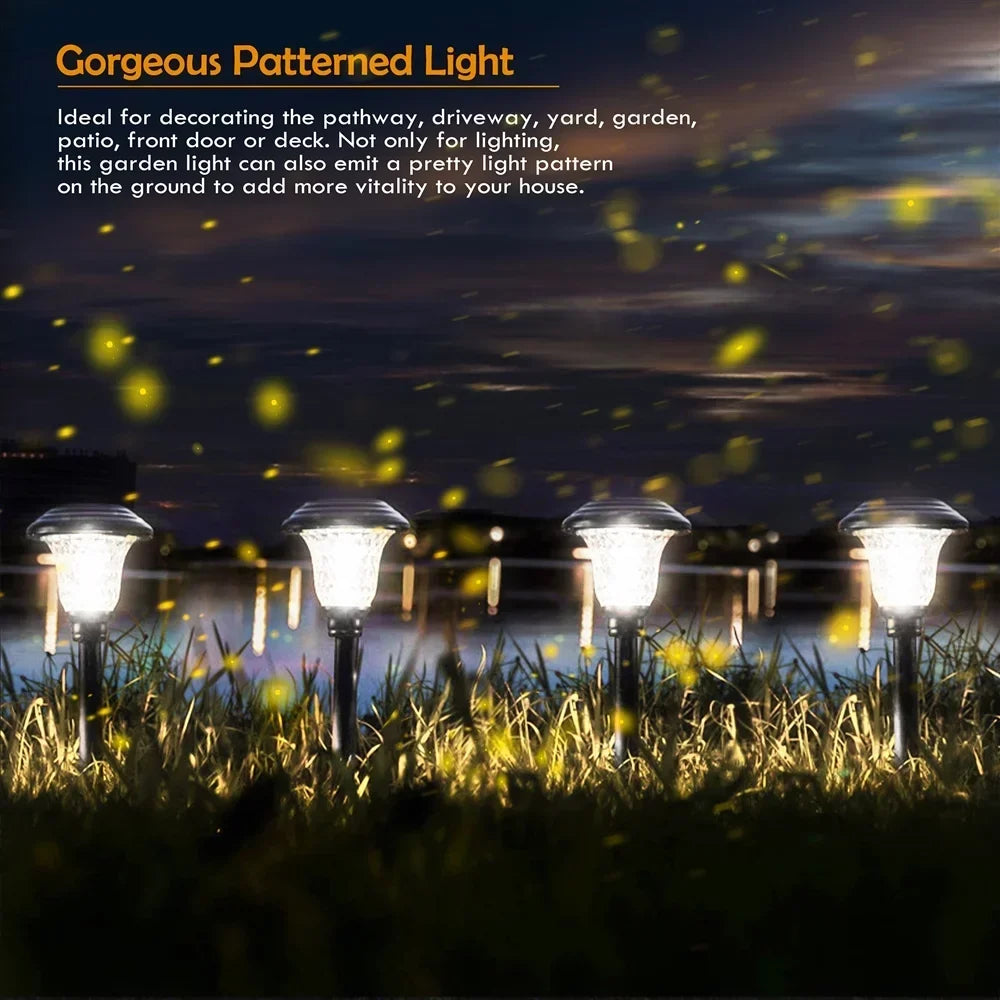 Solar Garden Landscape Lights, 8 Pack - Waterproof Glass Stainless Steel Auto-On/Off
