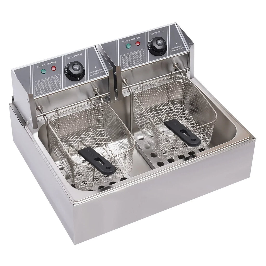 Commercial Electric Deep Fryer, 5000W, 12L Single Tank, Stainless Steel Fry Basket