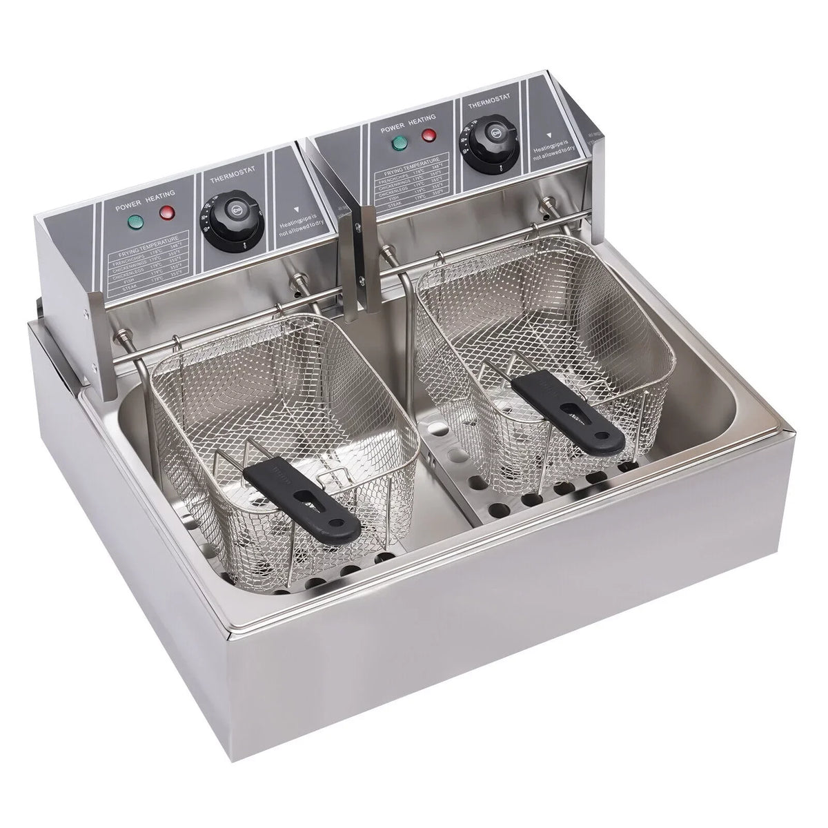 Commercial Electric Deep Fryer, 5000W, 12L Single Tank, Stainless Steel Fry Basket