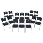 Lifetime Steel-Framed Indoor/Outdoor Commercial Grade Stacking Chairs, Black & Silver, Set Of 14 - 80569