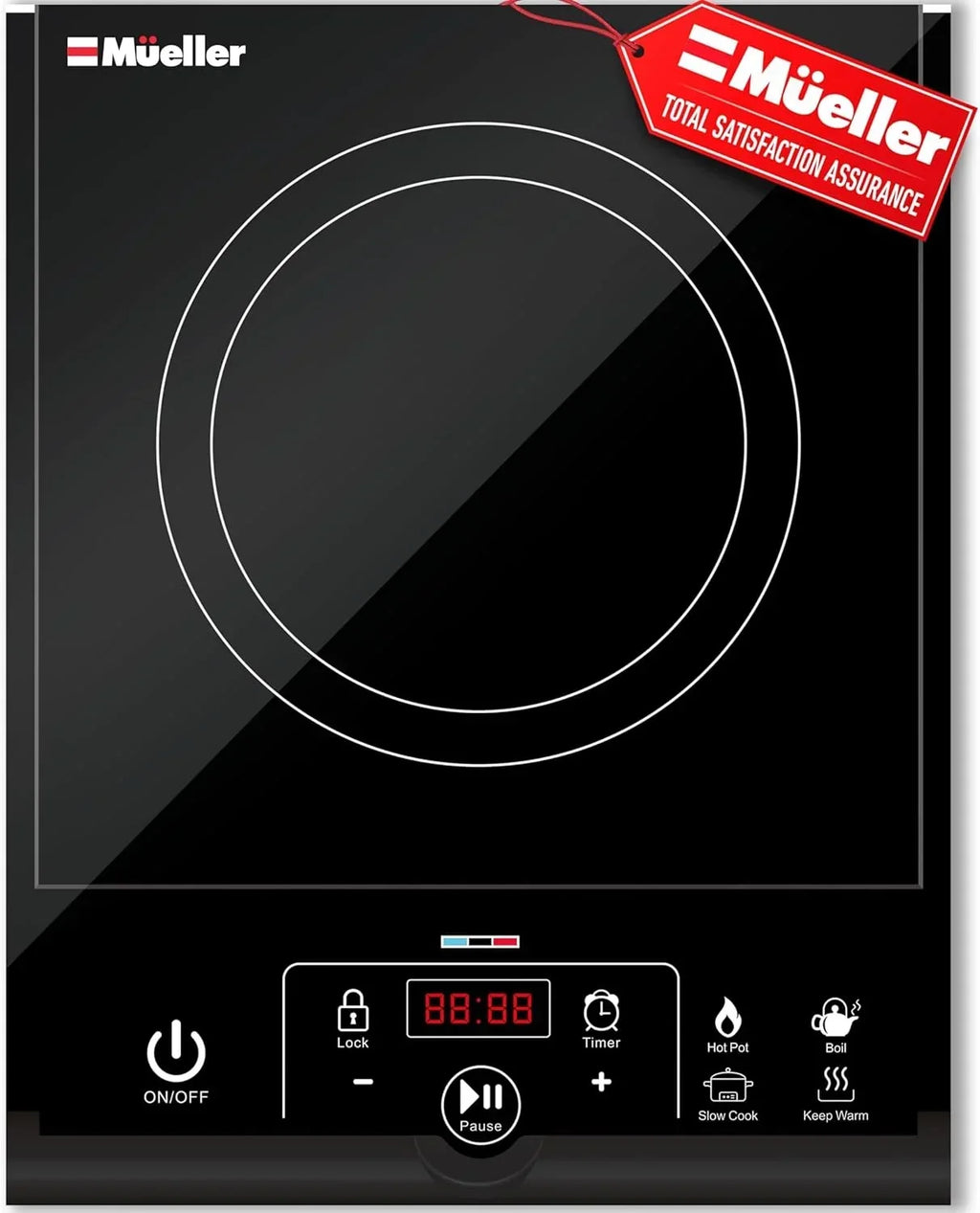 RapidTherm Portable Induction Cooktop Hot Plate, 1800W, 8 Temperature Levels