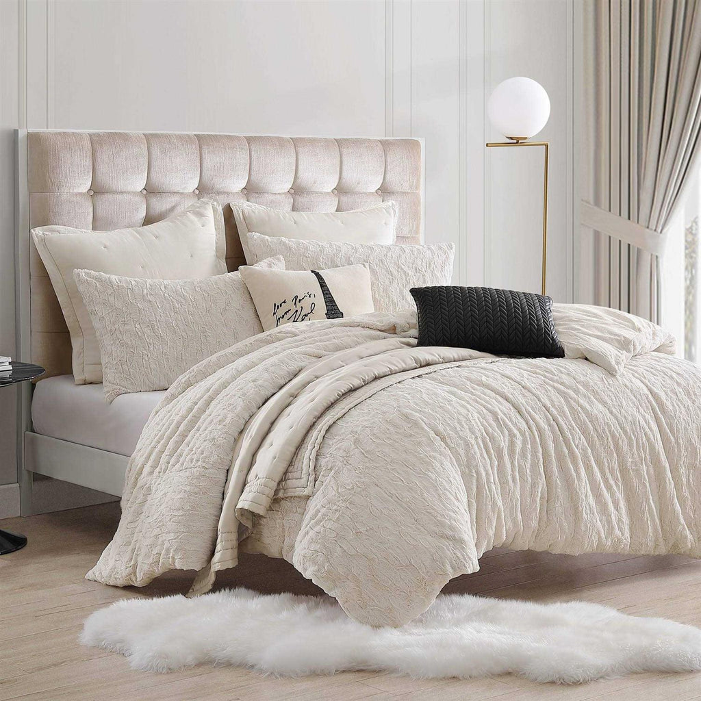 Karl Lagerfeld Paris Heavenly Faux Fur Duvet Set - Ivory