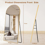 Arched Full Length Floor Mirror With Aluminum Alloy Frame - 65x22, 71x24, 71x28, 71x32