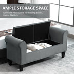 Button-Tufted Storage Ottoman Bench, Polyester and Rubberwood, 53.25in W x 17.75in D x 25.5in H